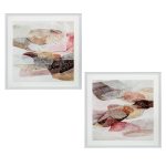 Conjunto 2 Quadros Pedras Rosa e Bordô