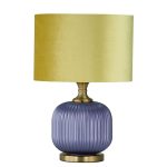 Candeeiro Roxo com Abajur Mostarda Ø19x50